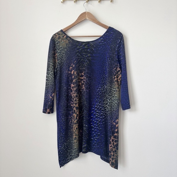 Clara Sunwoo Animal Print Tunic Top Medium Asymmetrical Hem - Picture 5 of 8